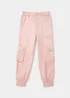 Girls Pink Satin Cuffed Cargo Trousers (4-15yrs) - Age 4 Years Image 1