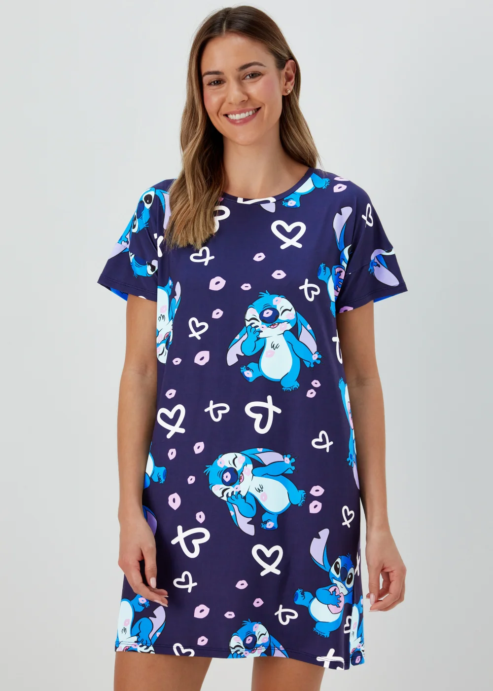 Navy Stitch Print Nightie - Extra small Image 1