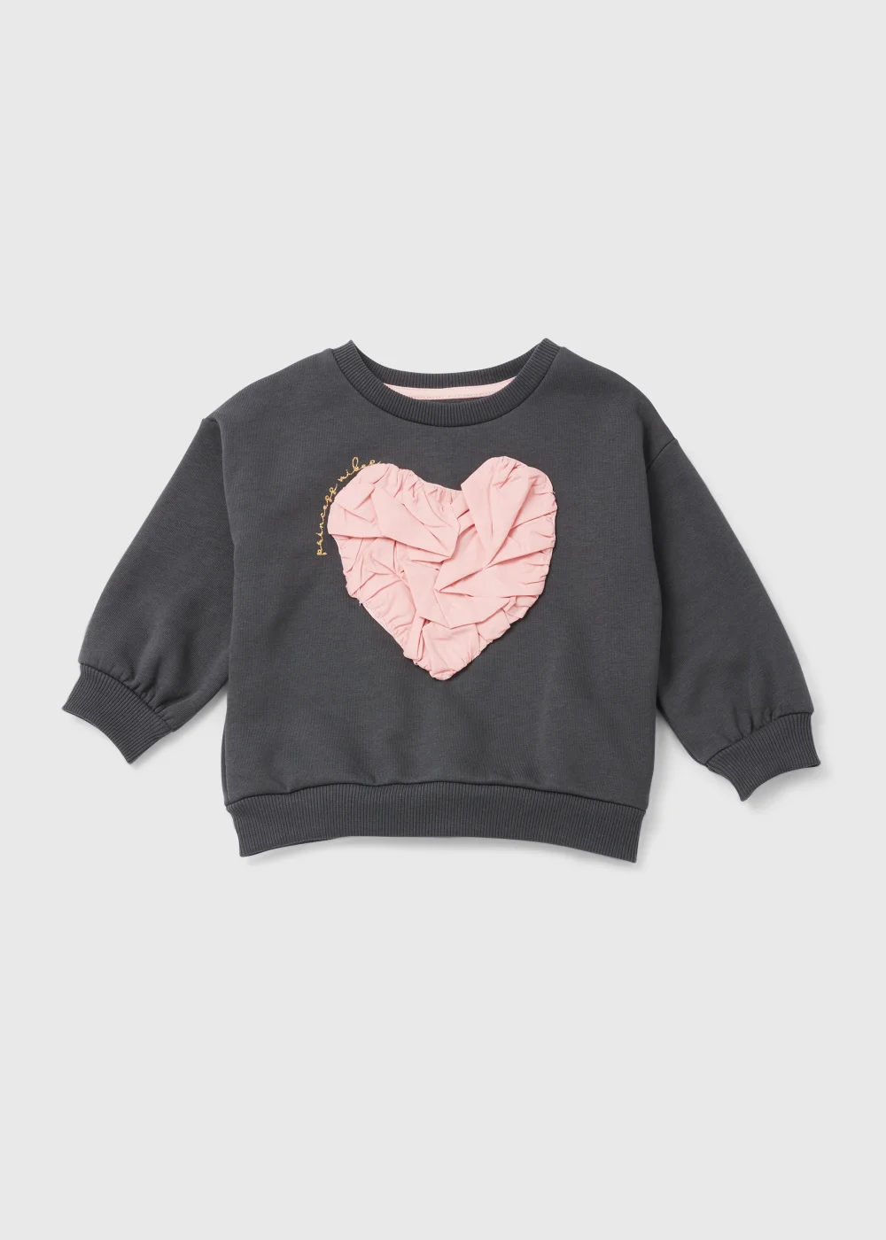 Girls Charcoal & Pink Heart Sweatshirt (9mths-6yrs) - 9-12 months Image 1