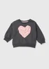 Girls Charcoal & Pink Heart Sweatshirt (9mths-6yrs) - 9-12 months Image 1