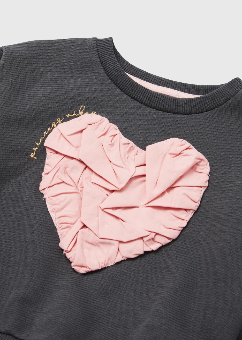 Girls Charcoal & Pink Heart Sweatshirt (9mths-6yrs) - 9-12 months Image 2