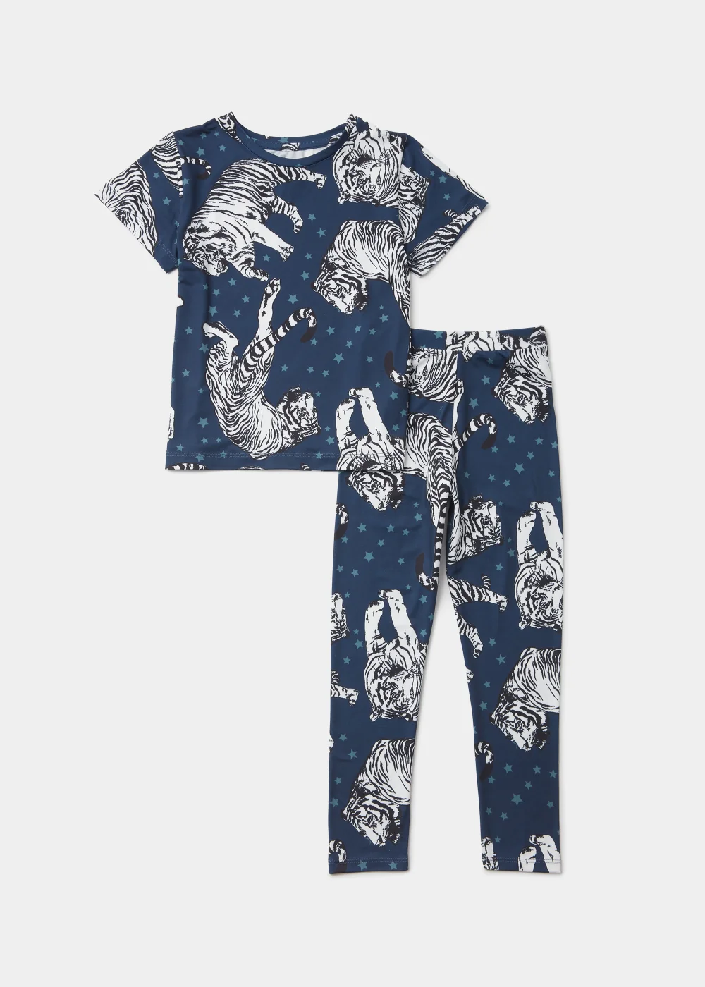 Girls Mini Me Navy Tiger Oversized Pyjama Set (4-13yrs) - Age 4 Years Image 1