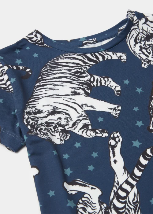 Girls Mini Me Navy Tiger Oversized Pyjama Set (4-13yrs) - Age 4 Years Image 2