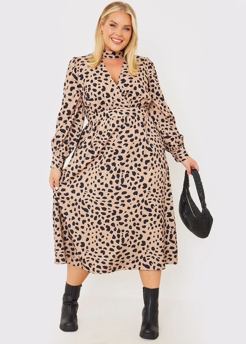In the Style Jess Millichamp Curve Leopard Print High Neck Midaxi Dress - Size 14 Image 2