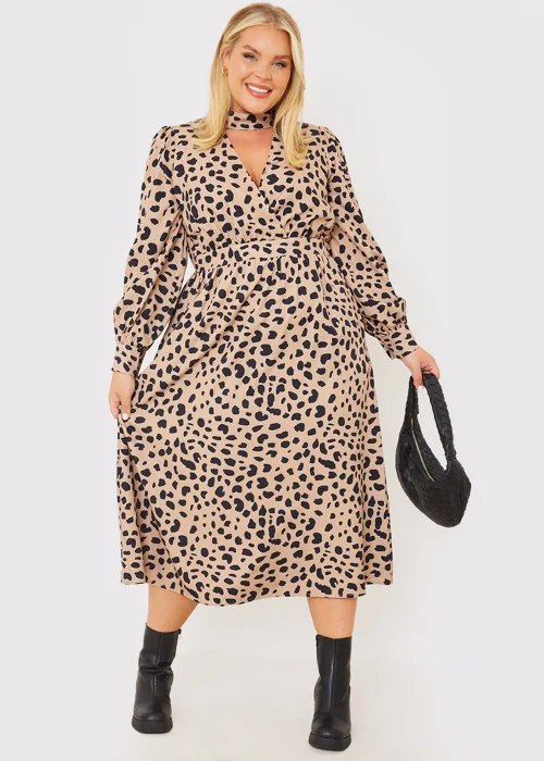 In the Style Jess Millichamp Curve Leopard Print High Neck Midaxi Dress - Size 14 Image 2