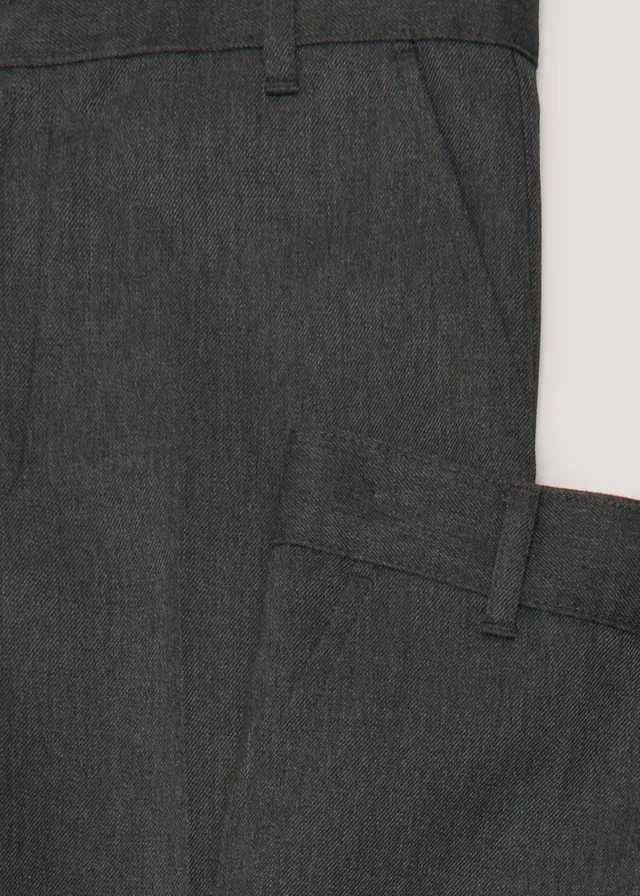 Boys 2 Pack Grey Slim Fit Long Length School Trousers (3-16yrs)
