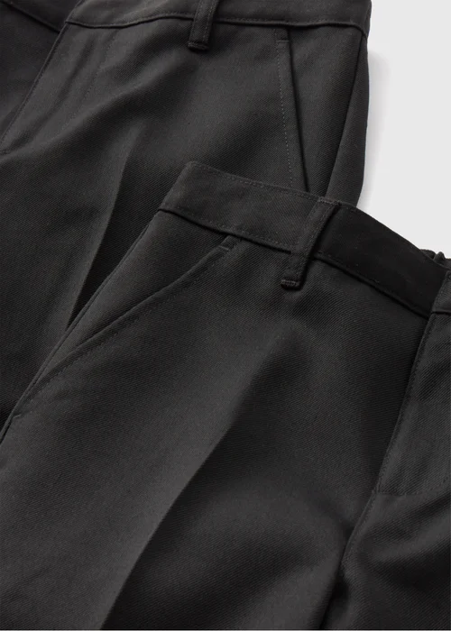 Boys 2 Pack Black Slim Fit Long Length School Trousers (3-16yrs) - 4 Yrs Image 2