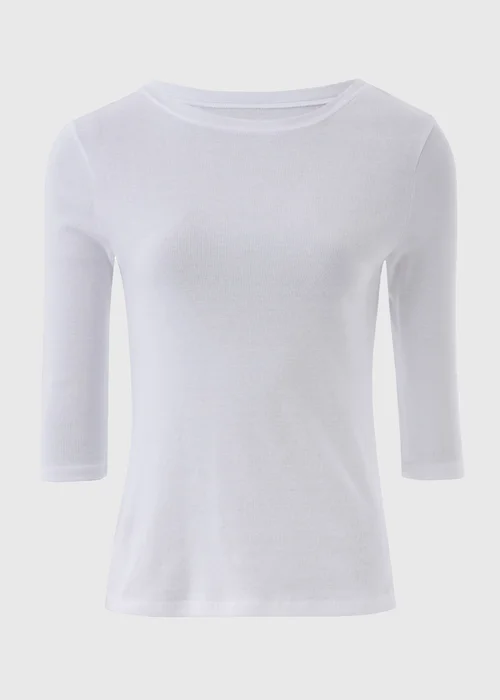 White 3/4 Sleeve Perfect T-Shirt - 8 Image 3