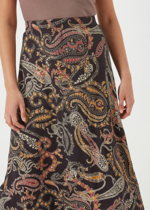 Black Multicoloured Paisley Print Flared Midi Skirt - 8 Image 3