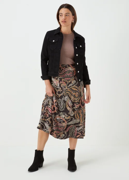 Black Multicoloured Paisley Print Flared Midi Skirt - 8 Image 4