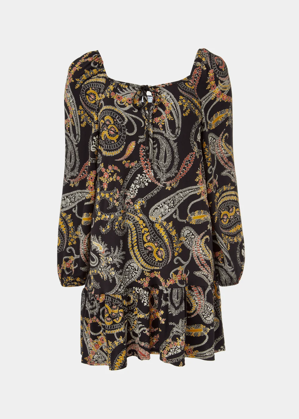 Black Paisley Square Neck Peplum Mini Dress - 8 Image 5