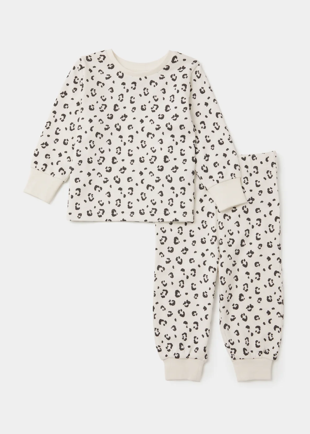 Girls Cream Leopard Print Pyjama Set (9mths-5yrs) - Age 9 - 12 Months Image 1
