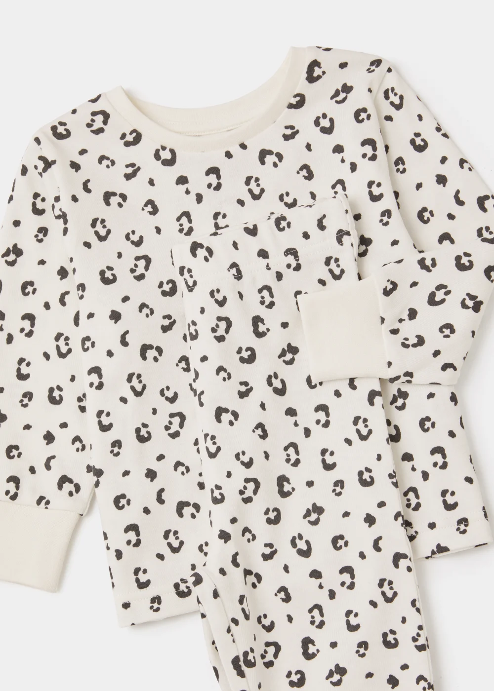 Girls Cream Leopard Print Pyjama Set (9mths-5yrs) - Age 9 - 12 Months Image 2