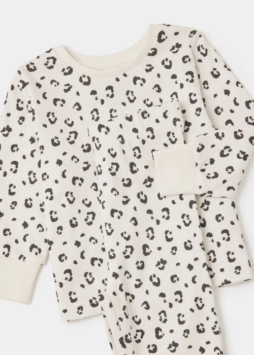 Girls Cream Leopard Print Pyjama Set (9mths-5yrs) - Age 9 - 12 Months Image 2