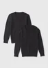 2 Pack Kids Black School Knit Jumpers (3-13yrs) - Age 4 Years Image 1