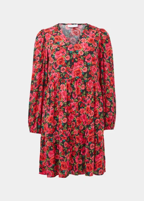 Red Floral Print Viscose Mini Dress - 8 Image 5