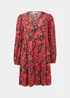 Red Floral Print Viscose Mini Dress - 8 Image 5