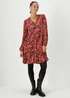 Red Floral Print Viscose Mini Dress - 8 Image 1