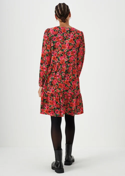 Red Floral Print Viscose Mini Dress - 8 Image 2