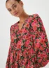 Red Floral Print Viscose Mini Dress - 8 Image 3