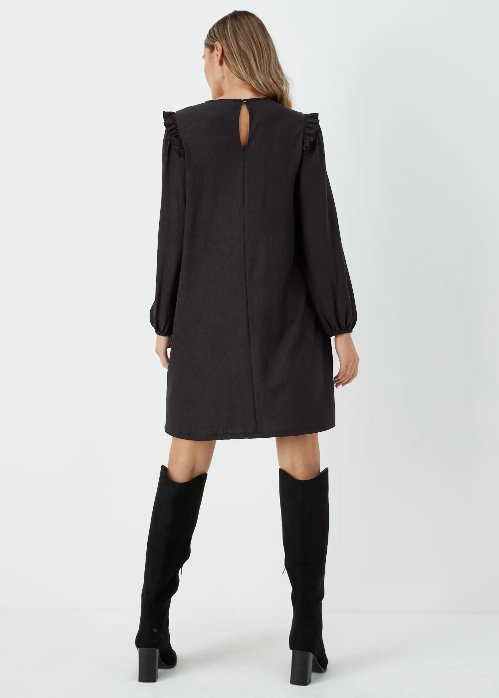 Black Crinkle Mini Dress - 8 Image 2