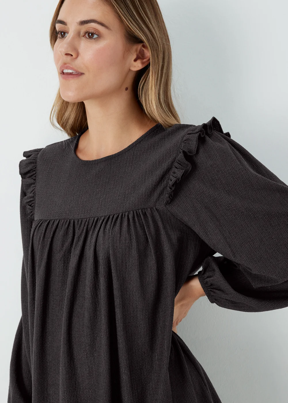 Black Crinkle Mini Dress - 8 Image 3