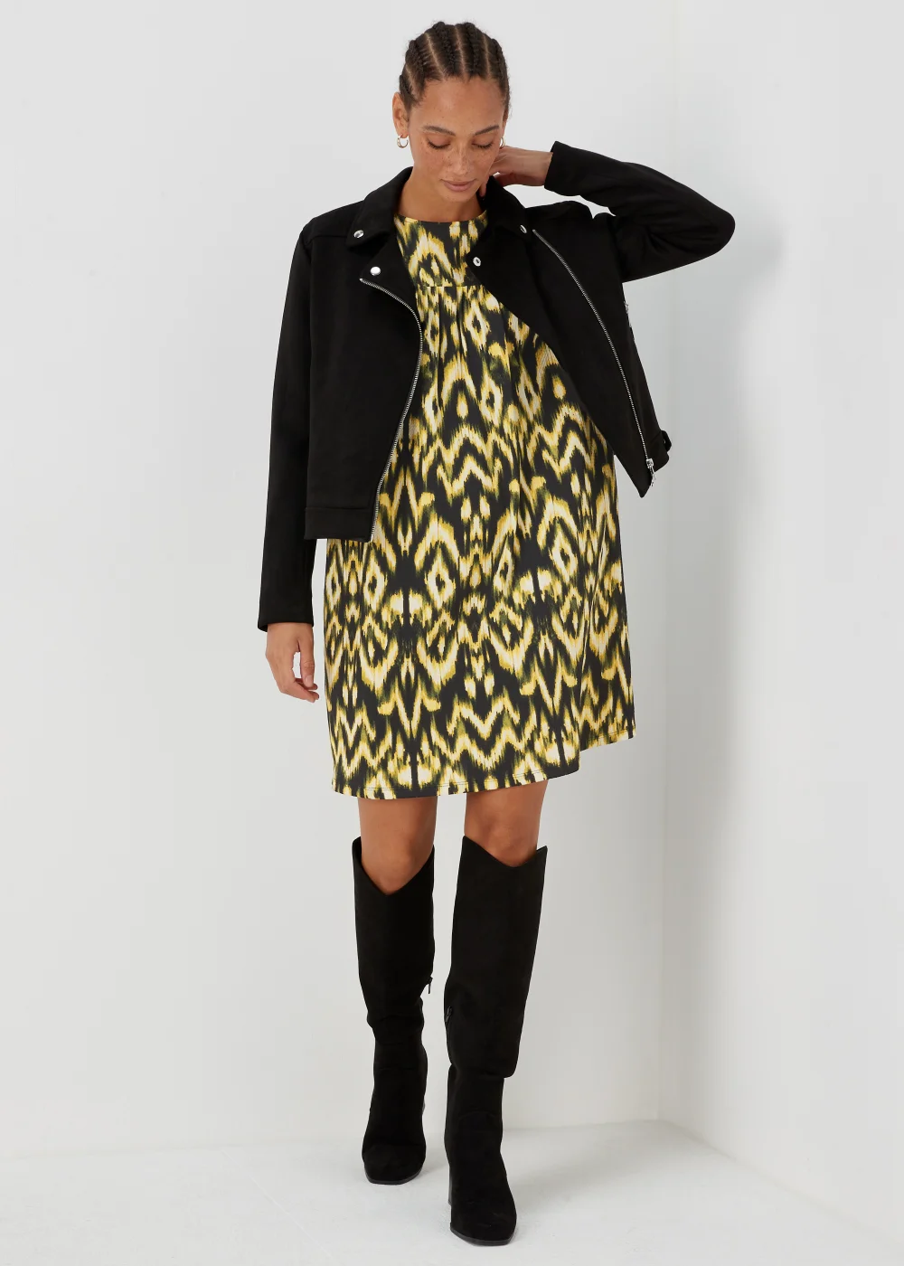 Green Aztec Print Crinkle Mini Dress - 8 Image 4