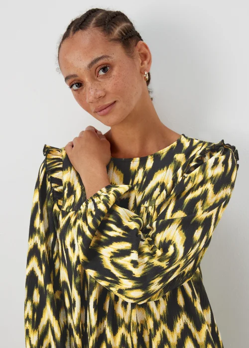 Green Aztec Print Crinkle Mini Dress - 8 Image 3