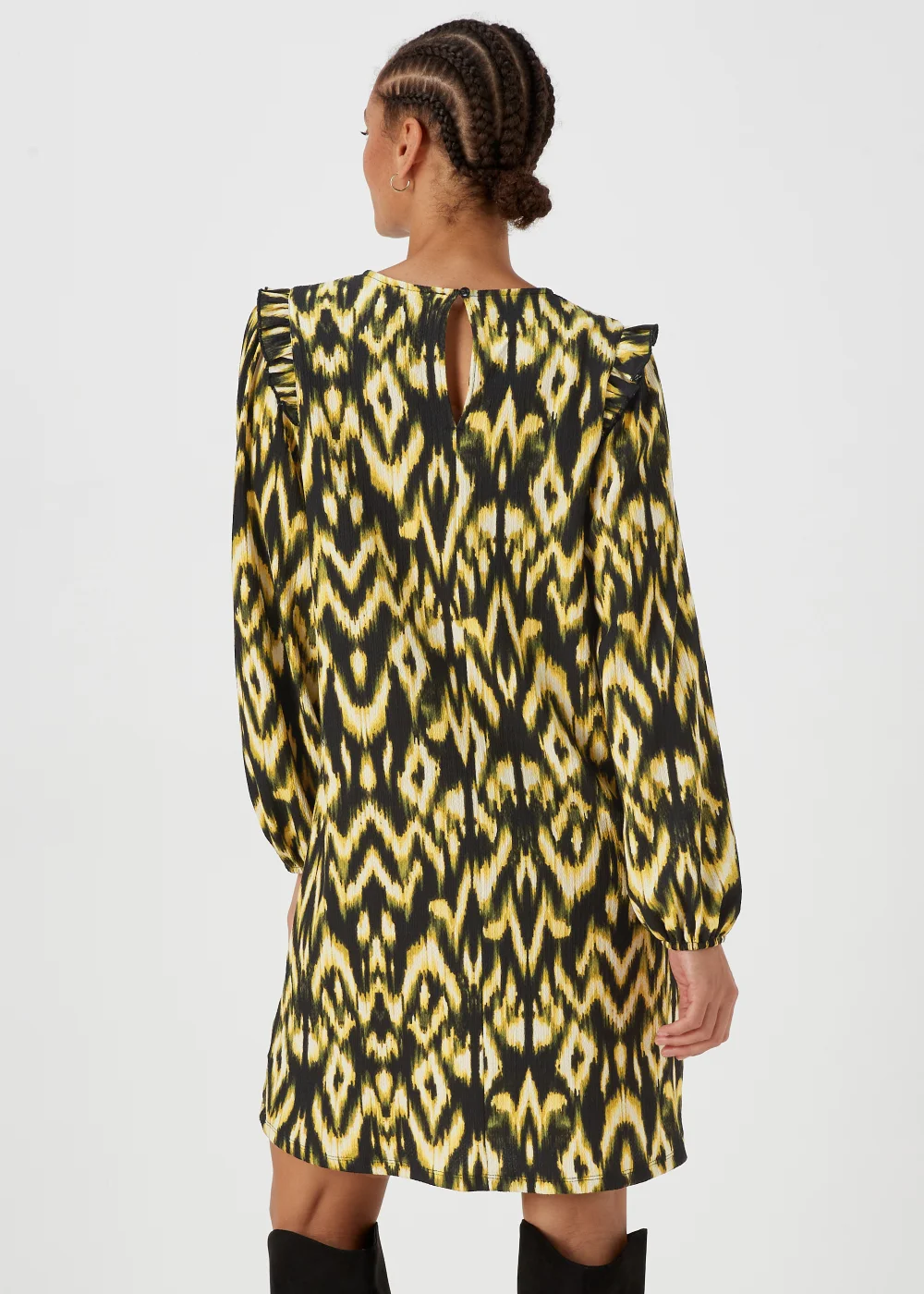 Green Aztec Print Crinkle Mini Dress - 8 Image 2