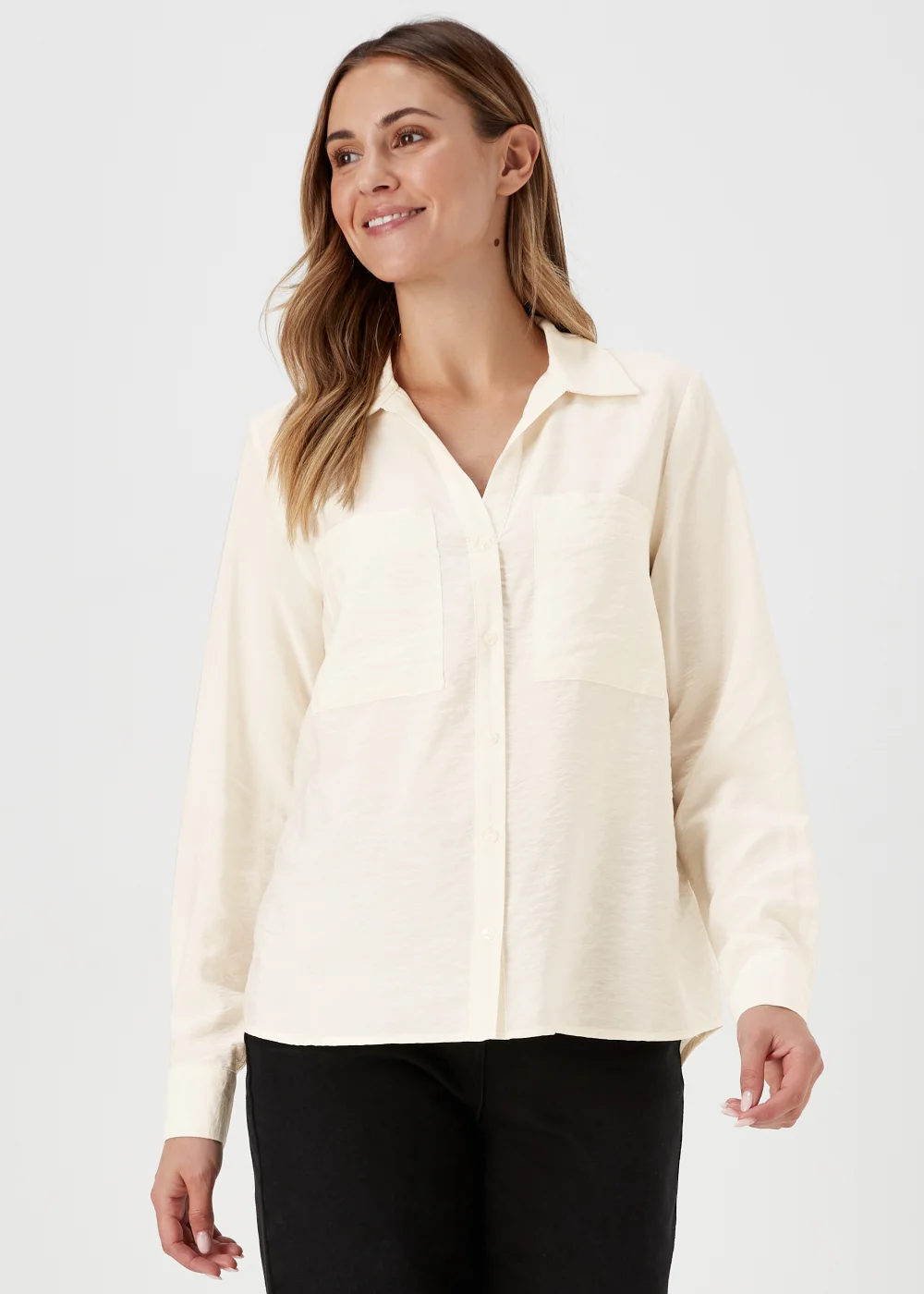 Cream Long Sleeve Utility Shirt - 8 Image 1