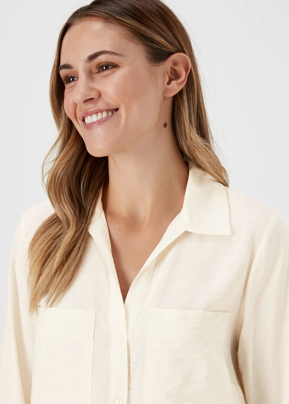 Cream Long Sleeve Utility Shirt - 8 Image 3