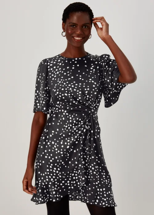 Et Vous Black Spot Print Wrap Mini Dress - 8 Image 1