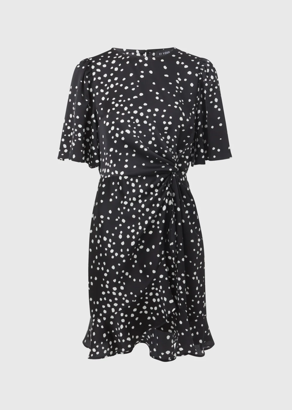 Et Vous Black Spot Print Wrap Mini Dress - 8 Image 5