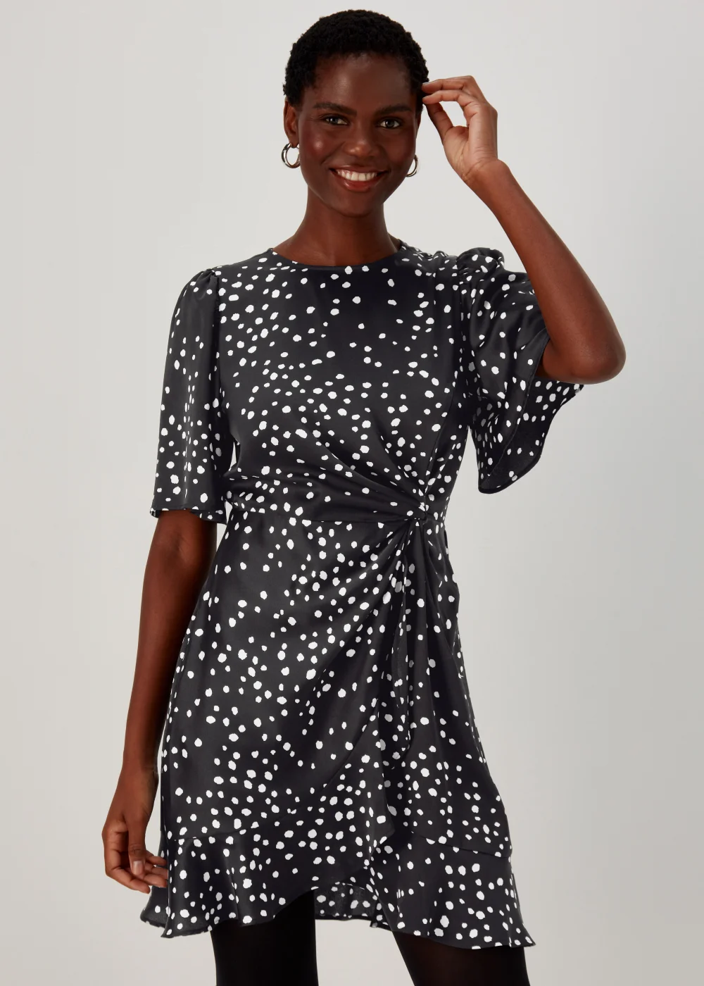 Et Vous Black Spot Print Wrap Mini Dress - 8 Image 3