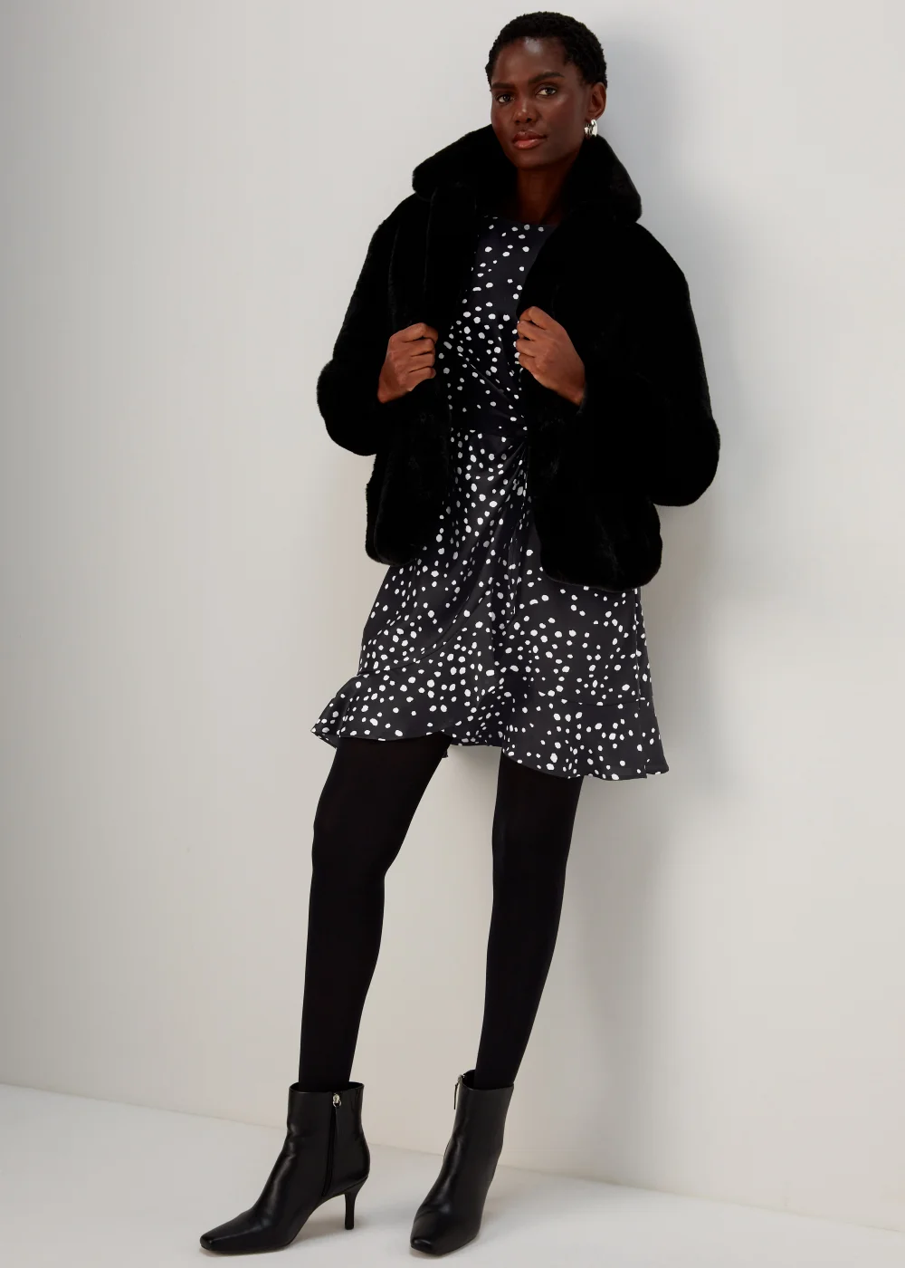 Et Vous Black Spot Print Wrap Mini Dress - 8 Image 4