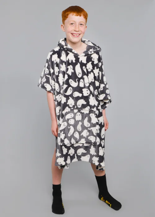 Bedlam Halloween Spooky Ghosts Poncho Snuggle Hooded Towel - Junior Image 3