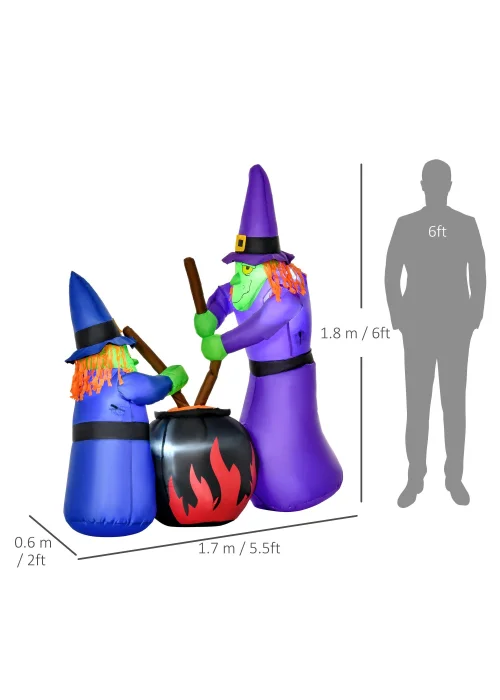 HOMCOM Inflatable Witches (170cm x 60cm x 180cm) - One Size Image 3