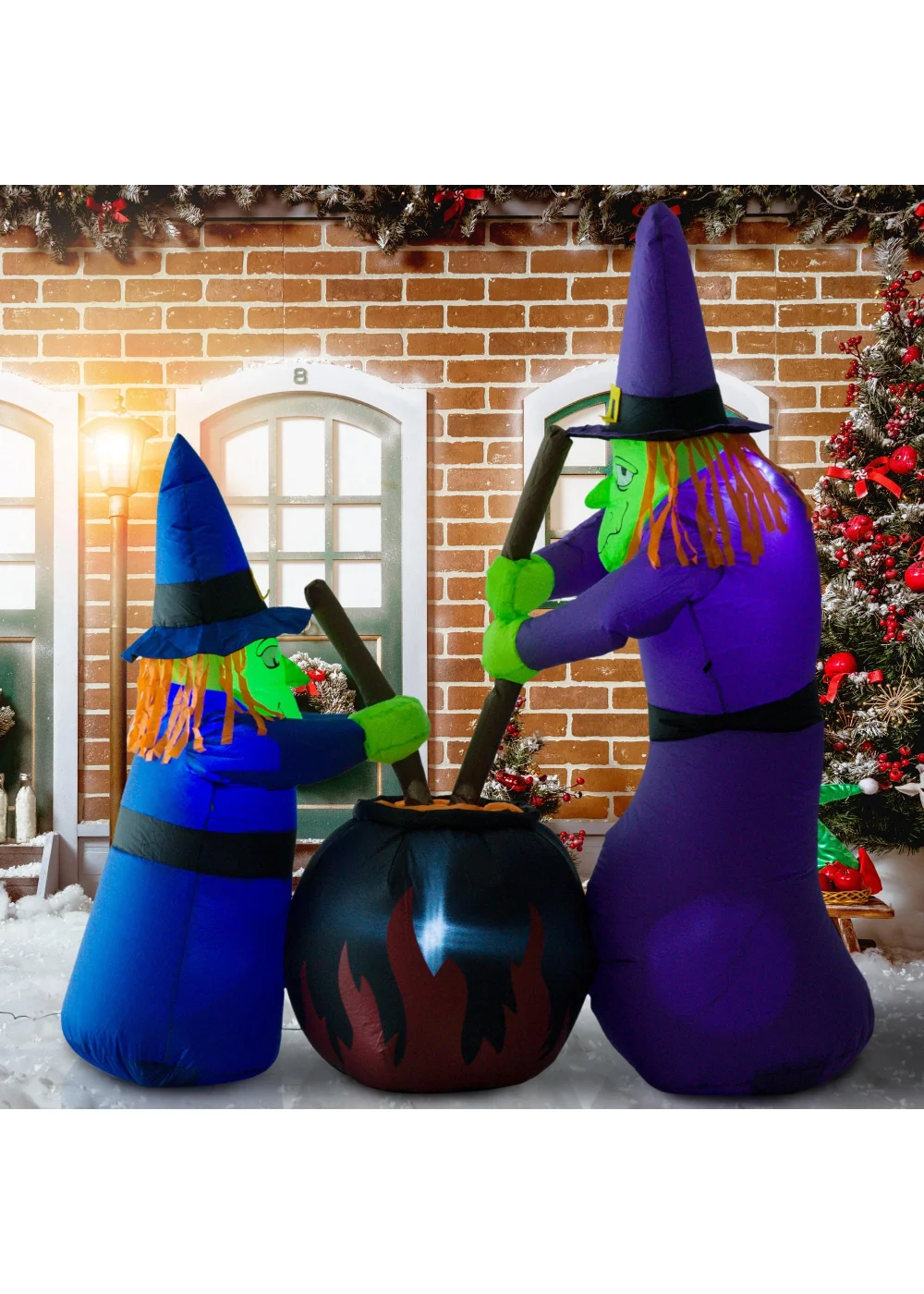 HOMCOM Inflatable Witches (170cm x 60cm x 180cm) - One Size Image 2