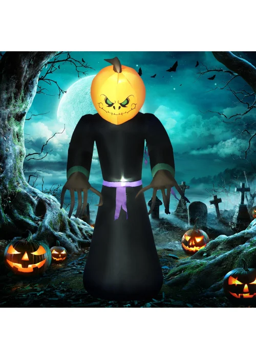 HOMCOM LED Inflatable Pumpkin Ghost Head Monster Vampire (110cm x 66cm x 210cm) - No Size Image 2