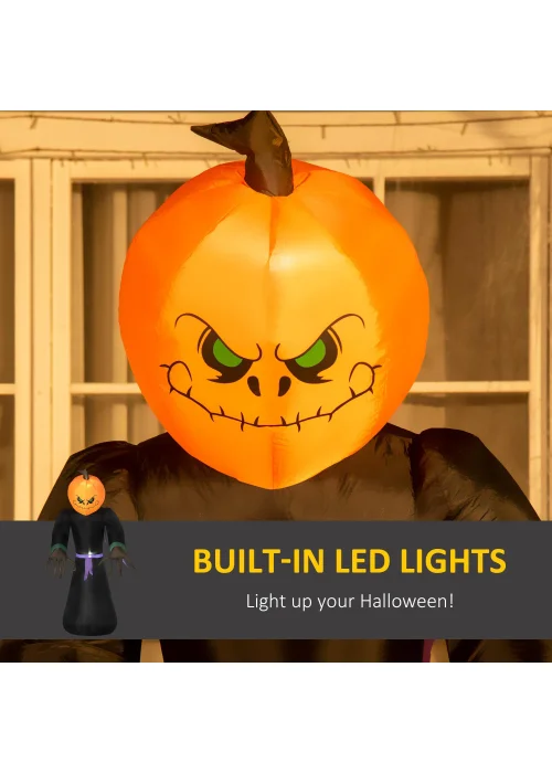 HOMCOM LED Inflatable Pumpkin Ghost Head Monster Vampire (110cm x 66cm x 210cm) - No Size Image 4