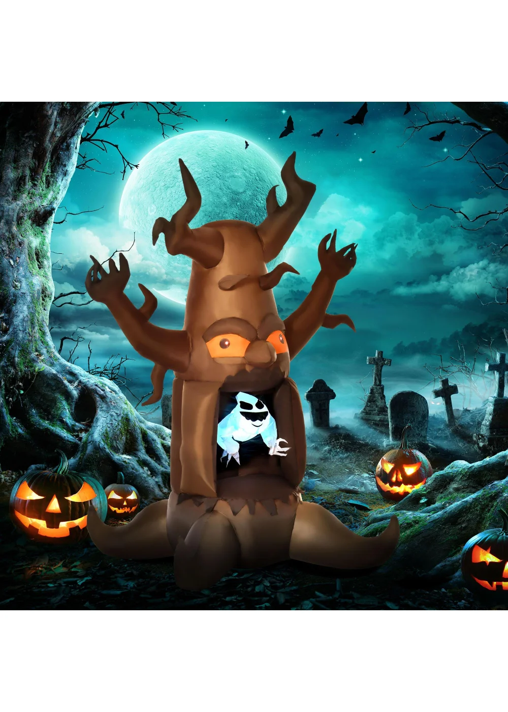 HOMCOM LED Inflatable Floating Ghost Tree (180cm x 140cm x 240cm) - One Size Image 2