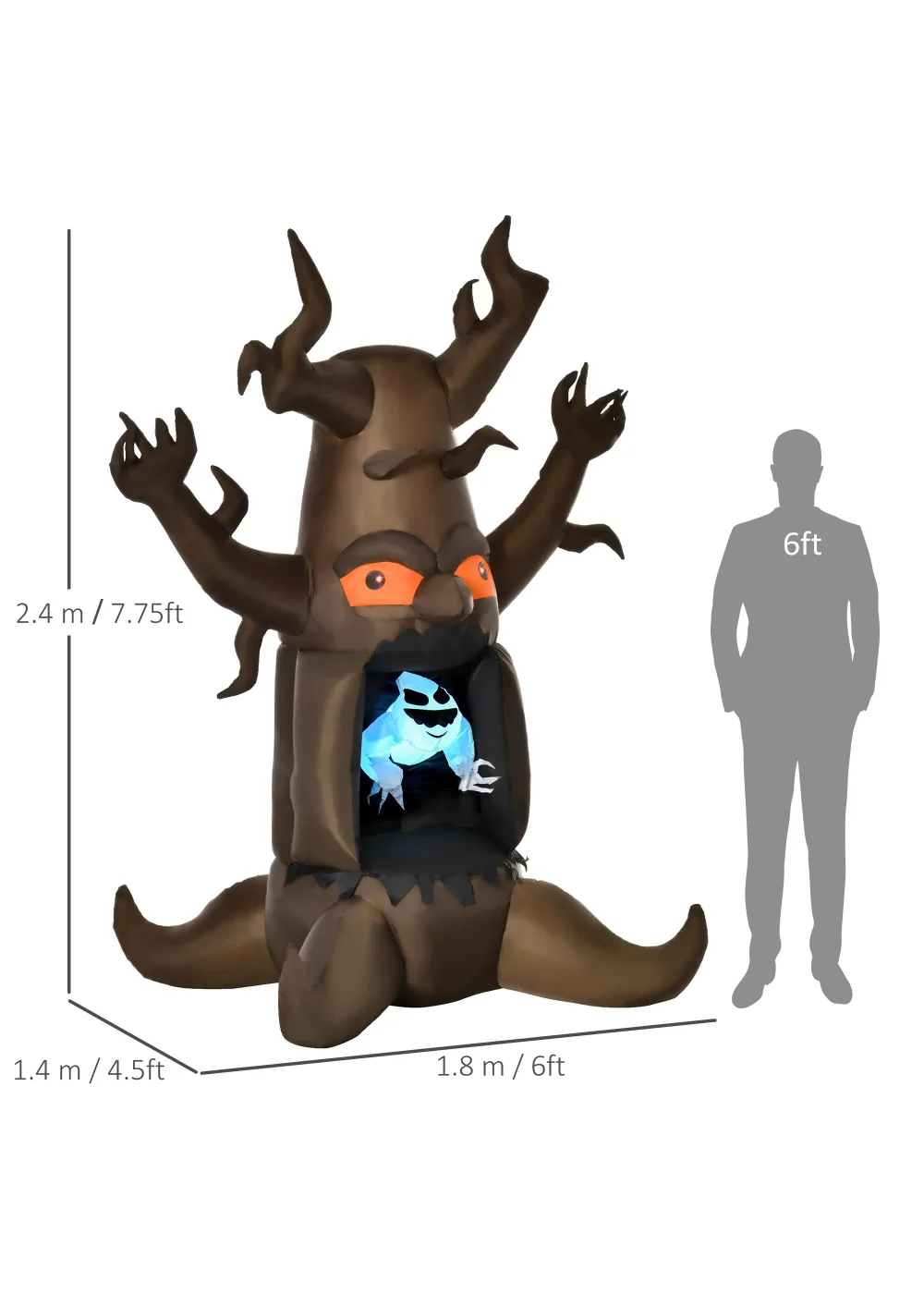 HOMCOM LED Inflatable Floating Ghost Tree (180cm x 140cm x 240cm) - One Size Image 3