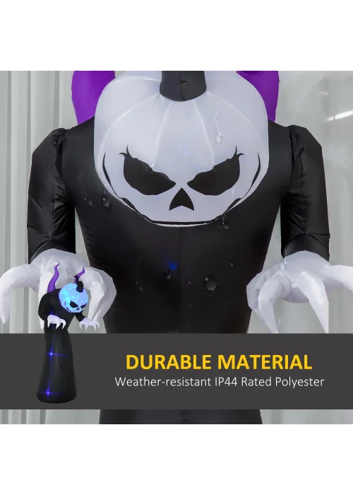 Outsunny LED Inflatable Ghost with Horns with Flame Effect (88cm x 79cm x 210cm) - One Size Image 5