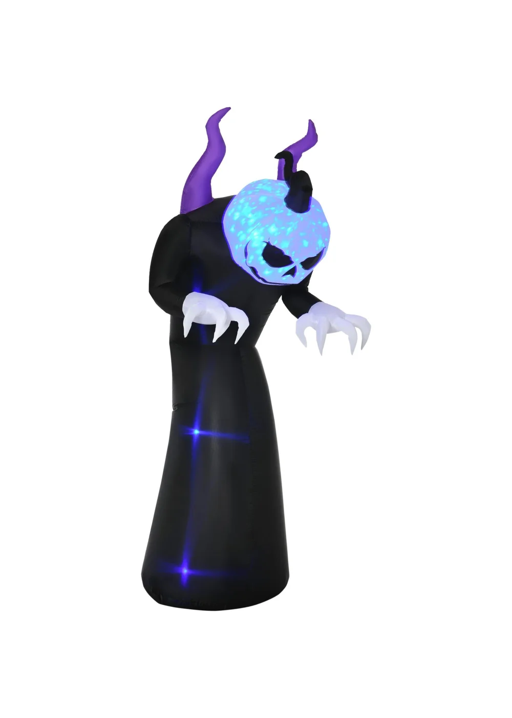 Outsunny LED Inflatable Ghost with Horns with Flame Effect (88cm x 79cm x 210cm) - One Size Image 1