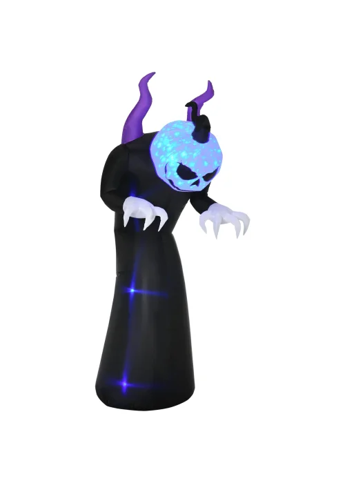Outsunny LED Inflatable Ghost with Horns with Flame Effect (88cm x 79cm x 210cm) - One Size Image 1