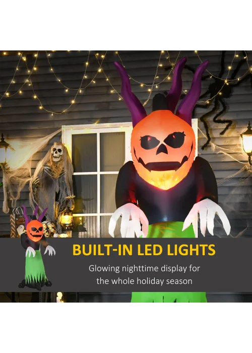 HOMCOM LED Inflatable Evil Fire Flame Pumpkin Ghost (240cm x 120cm x 90cm) - One Size Image 4