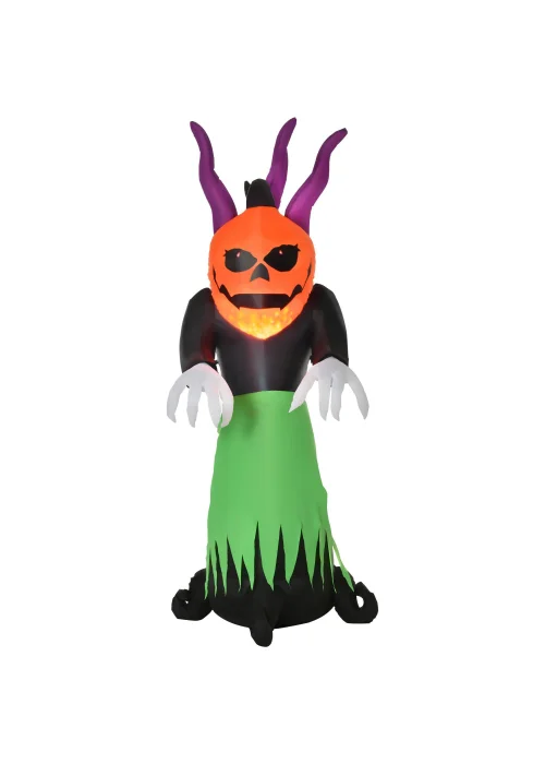 HOMCOM LED Inflatable Evil Fire Flame Pumpkin Ghost (240cm x 120cm x 90cm) - One Size Image 1