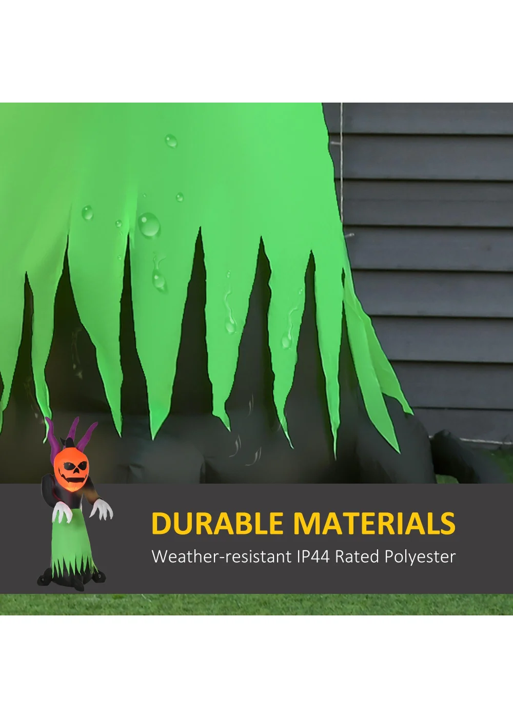 HOMCOM LED Inflatable Evil Fire Flame Pumpkin Ghost (240cm x 120cm x 90cm) - One Size Image 5