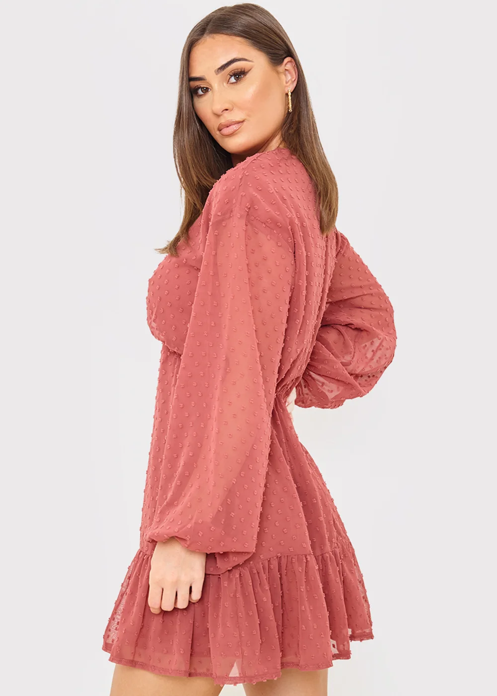 In the Style Danielle Rust Balloon Sleeve Mini Dress - 12 Image 5