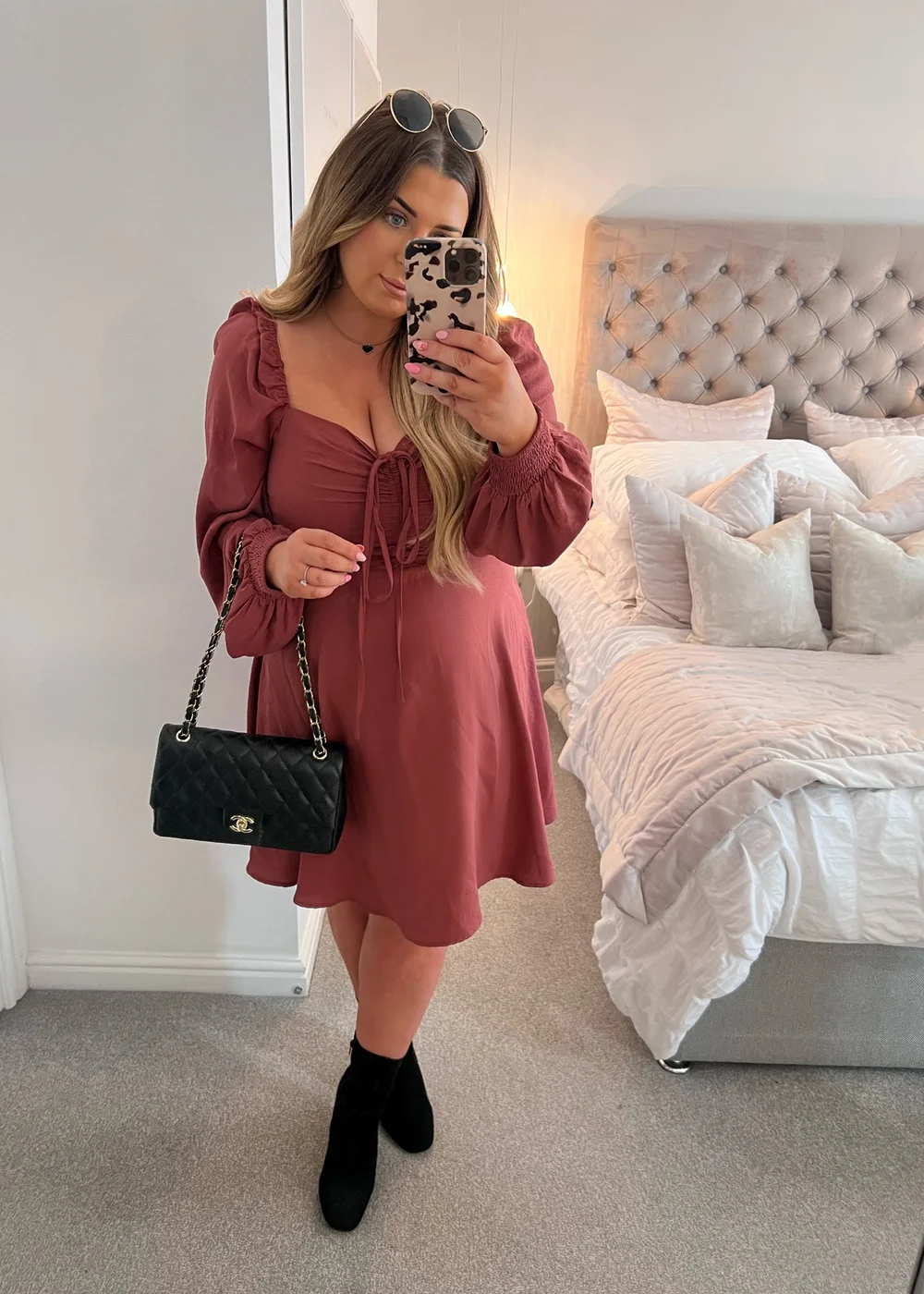 In the Style Danielle Rust Balloon Sleeve Mini Dress - 12 Image 1